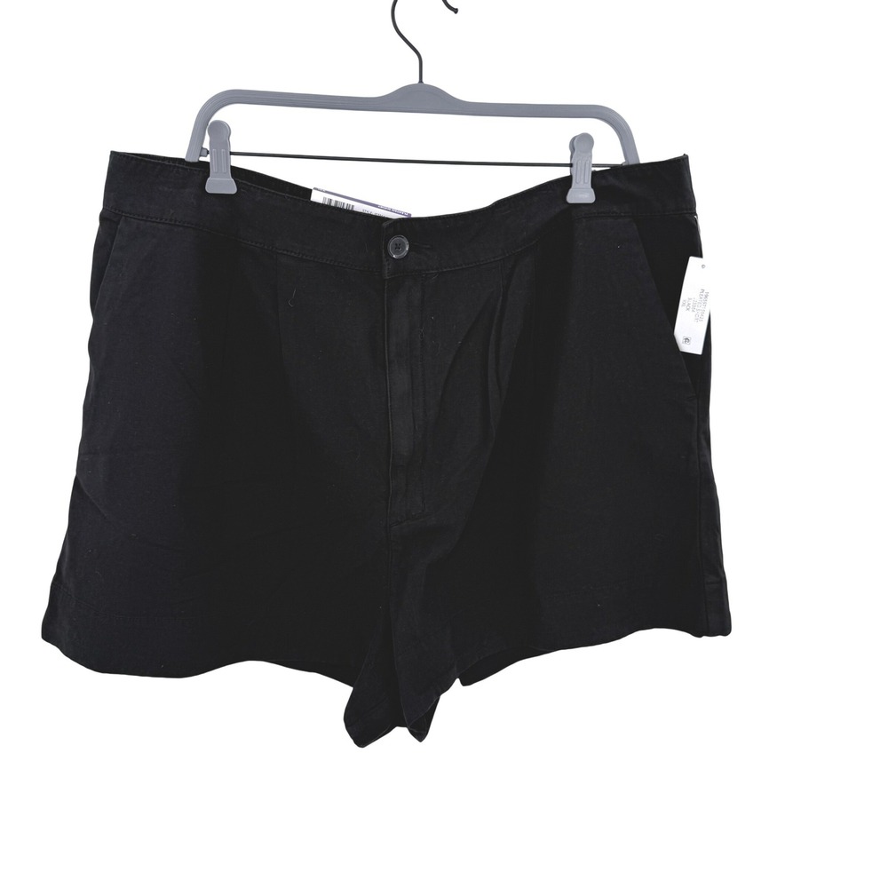 Joie Pleated Shorts Black Cotton Linen Blend High Rise Elastic Back XXL JE3364